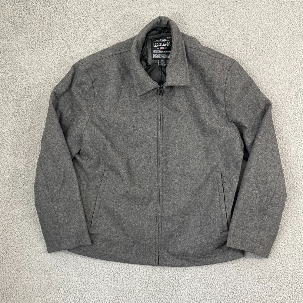 Steve & Barry's The Woolly Mammoth Jacket Men XXL Gray Wool Blend Full Zip
